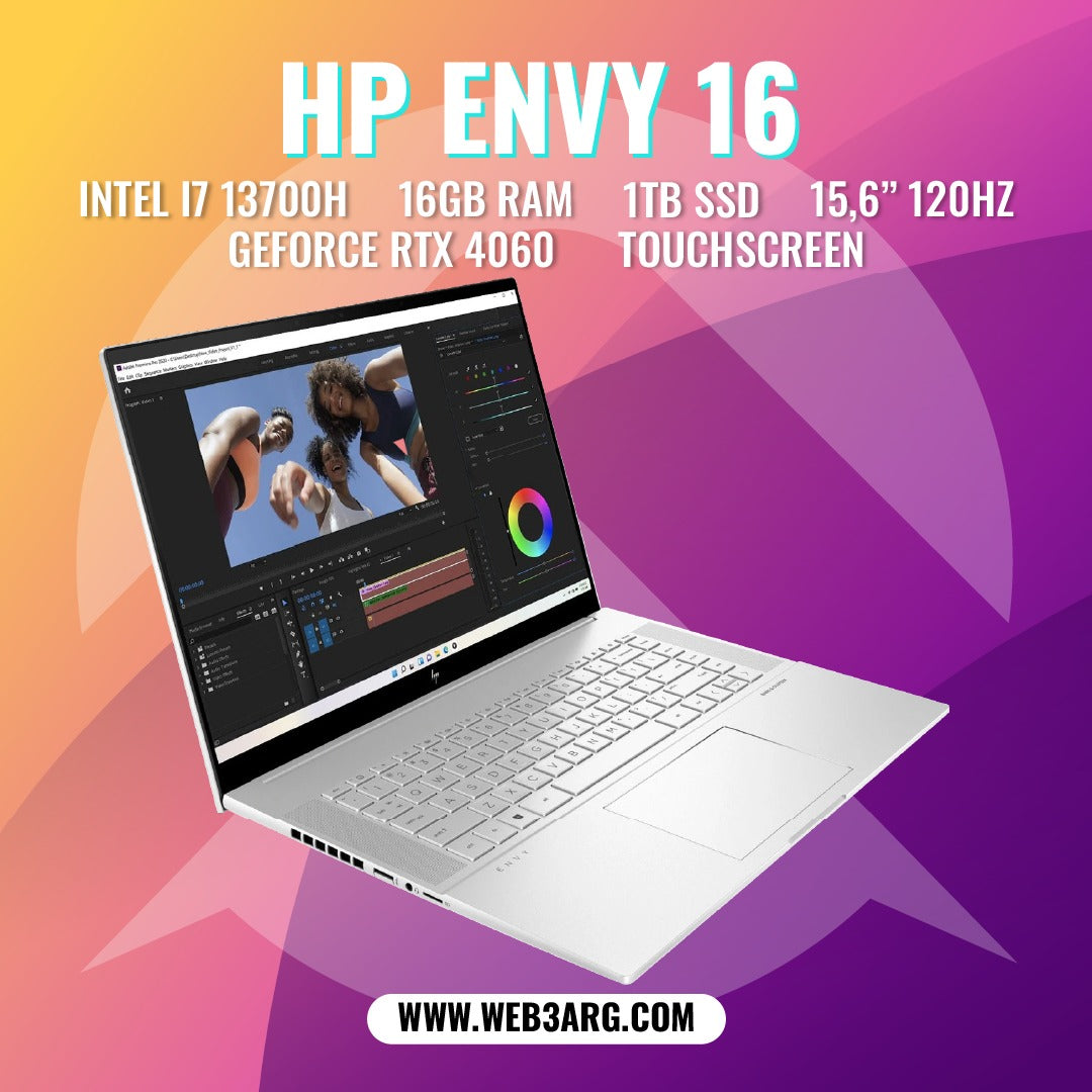 HP ENVY 16-H1053 1TB SSD 16GB RAM RTX 4060 16" TOUCHSCREEN - Premium Notebook de HP - Solo $2453000! Compra ahora Web3Arg