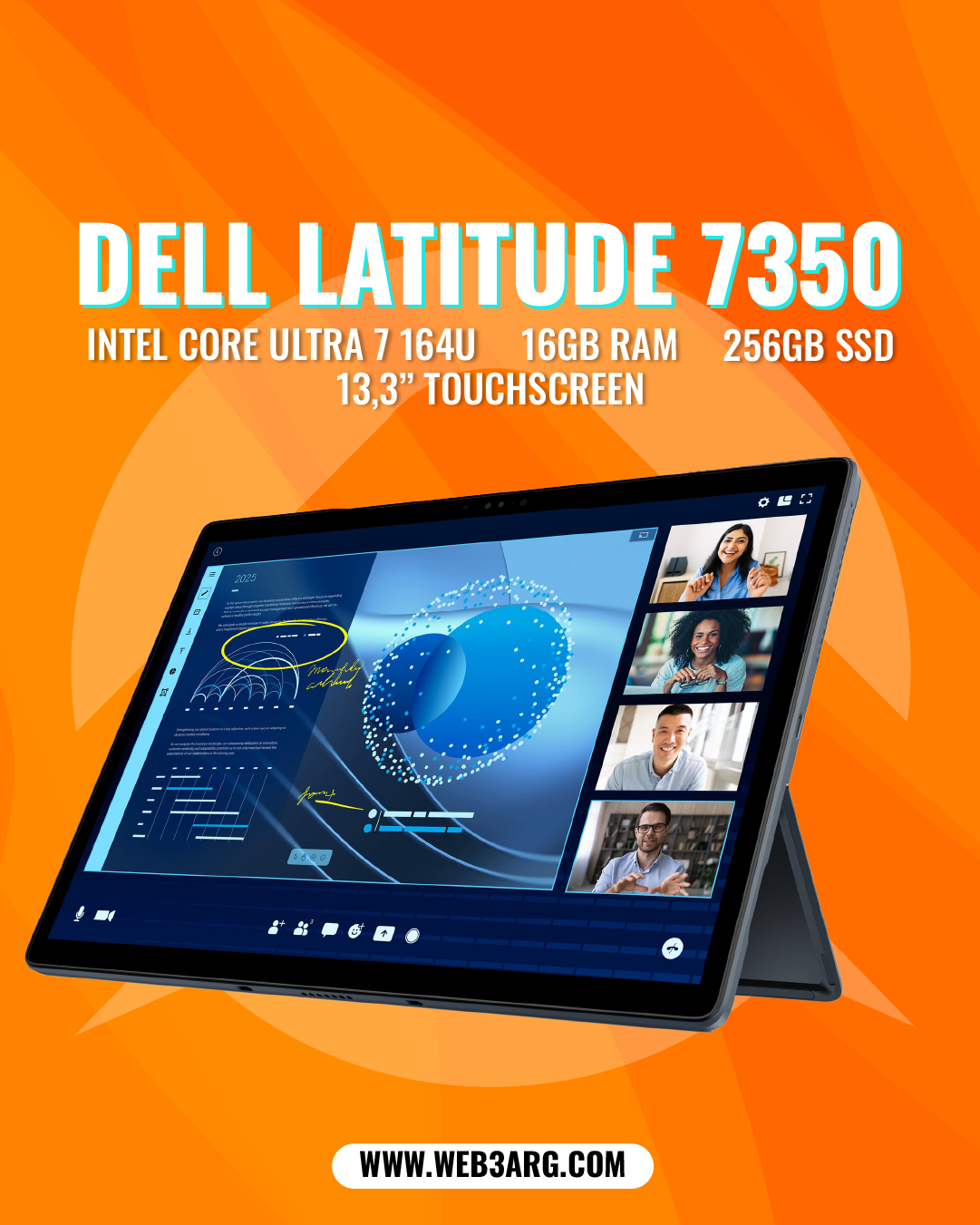 DELL LATITUDE 7350 2-IN-1 CORE ULTRA 7 164U 256GB 16GB 13.3" (2880x1920) TOUCHSCREEN