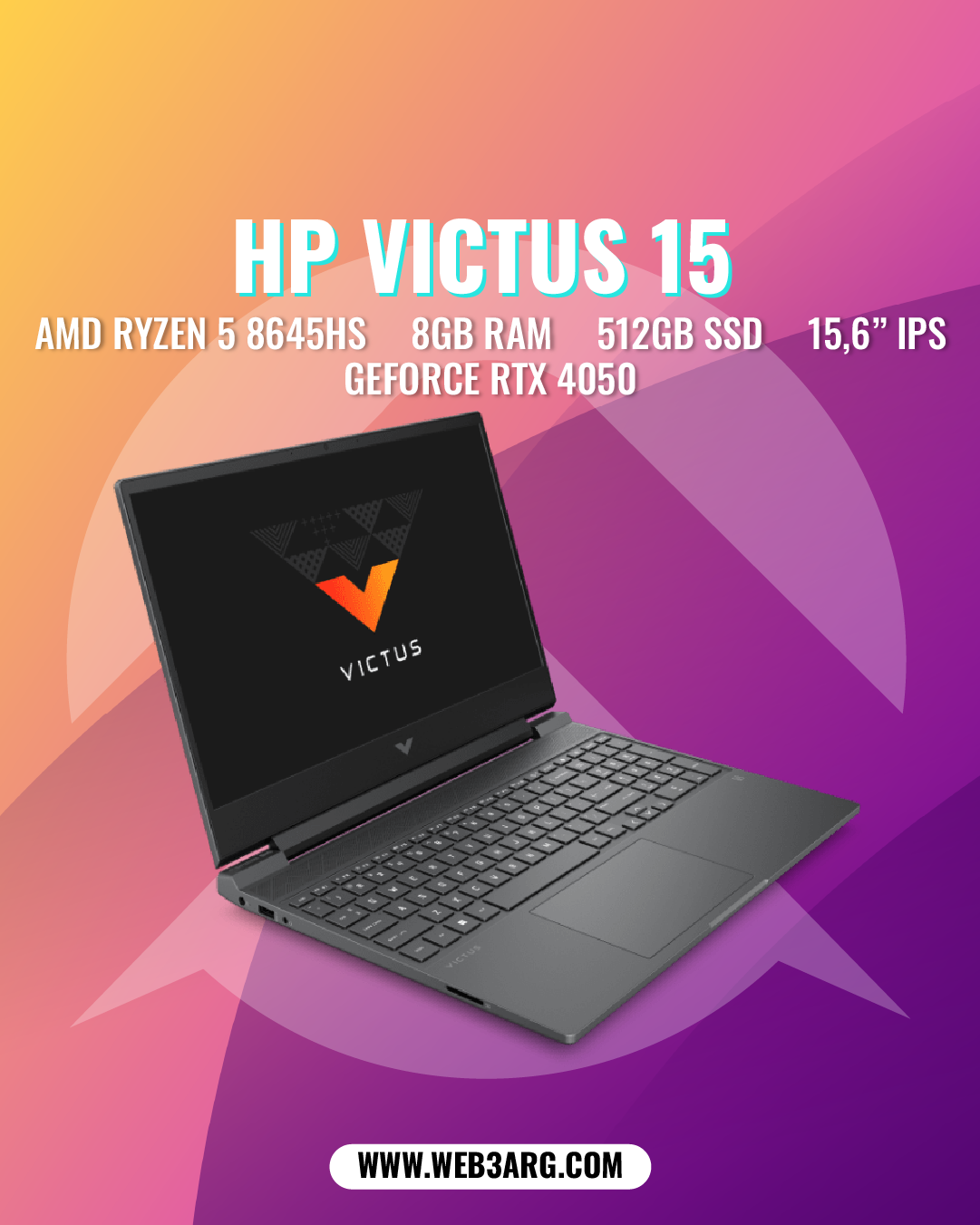 HP VICTUS 15 FB2082 GAMING AMD RYZEN 5 8645HS 512GB SSD 8GB RAM NVIDIA RTX 4050 - Premium Notebook de HP - Solo $1615000! Compra ahora Web3Arg