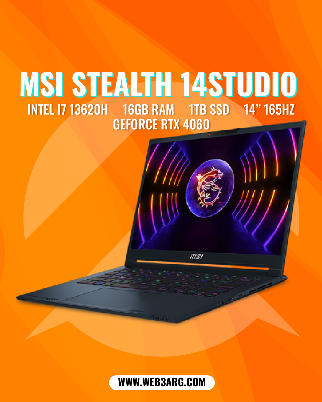 MSI STEALTH 14 STUDIO A13VF CORE I7 13620H 1TB SSD 16GB RAM NVIDIA RTX 4060 - Premium Notebook de MSI - Solo $2444000! Compra ahora Web3Arg