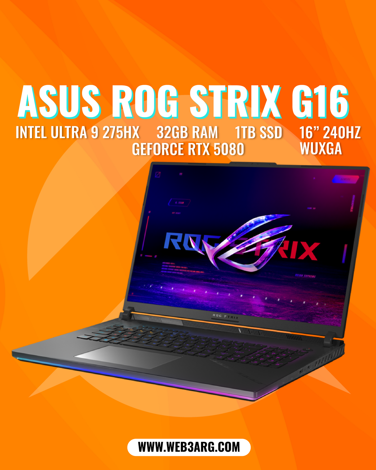 ASUS ROG STRIX G16 GAMING CORE ULTRA 9 275HX 1TB SSD 32GB 16" (2560x1600) RTX 5080