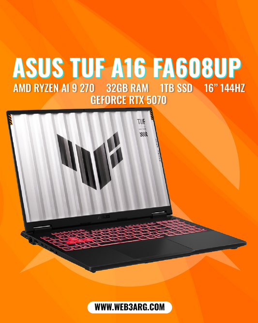 ASUS TUF A16 FA608UP GAMING RYZEN AI 9 270 1TB SSD 32GB 16" (1920x1200) 165HZ NVIDIA RTX 5070