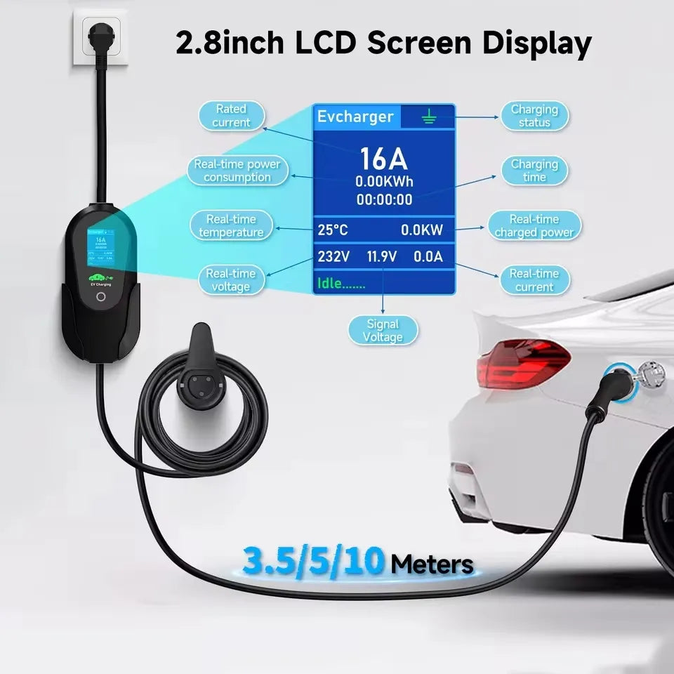 CARGADOR PORTATIL EV GBT 3,6 KW 16A AUTOS ELECTRICOS