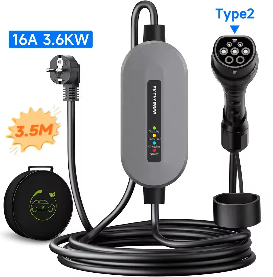 CARGADOR PORTATIL EV TIPO 2 16A 3,5 KW 110/220V AUTOMOVILES