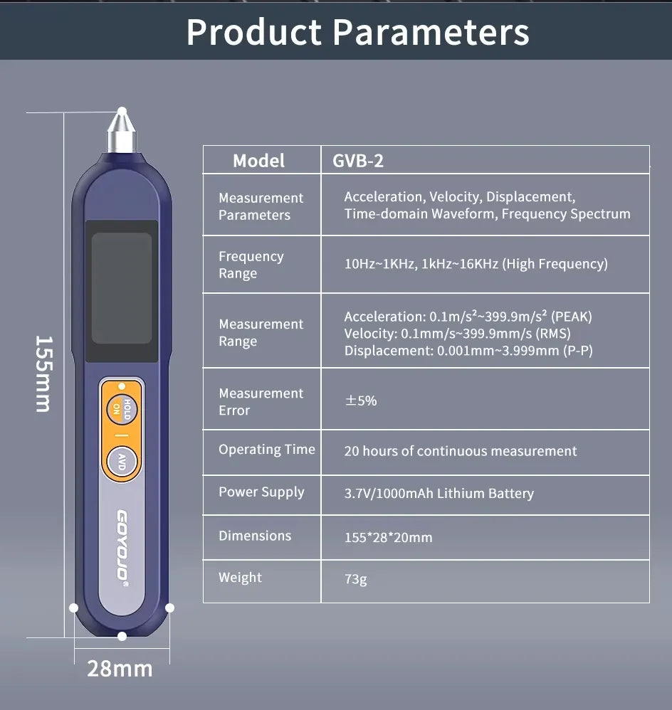 GOYOJO VIBROMETRO MEDIDOR DE VIBRACIONES ALTA PRECISION