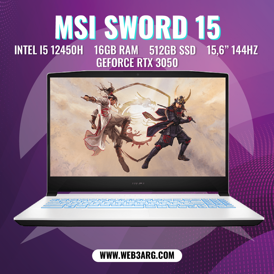 MSI SWORD 15 GAMING CORE I5-12450H 512GB SSD 16GB RAM NVIDIA RTX 3050 - Premium Notebook de MSI - Solo $1488000! Compra ahora Web3Arg