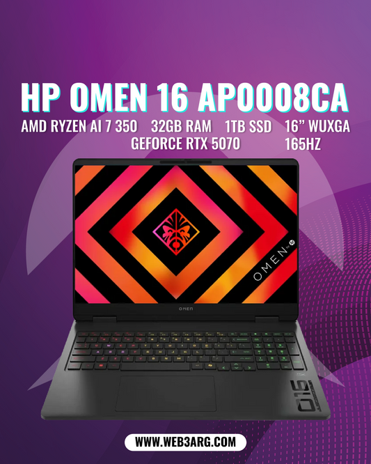 HP OMEN 16-AP0008CA GAMING AMD RYZEN AI 7 350 1TB SSD 32GB 16" WUXGA (1920x1200) NVIDIA RTX 5070