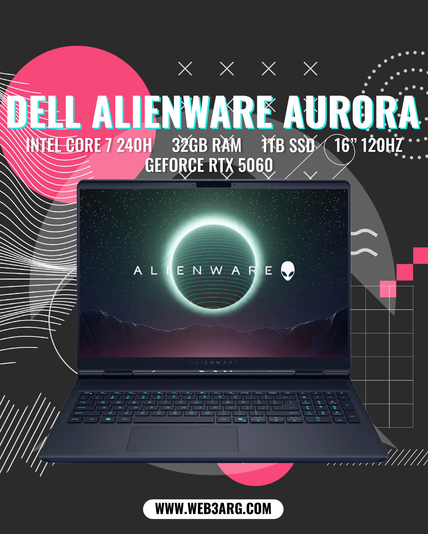 DELL ALIENWARE AURORA 16 GAMING CORE 7 240H 1TB SSD 32GB RAM NVIDIA RTX 5060