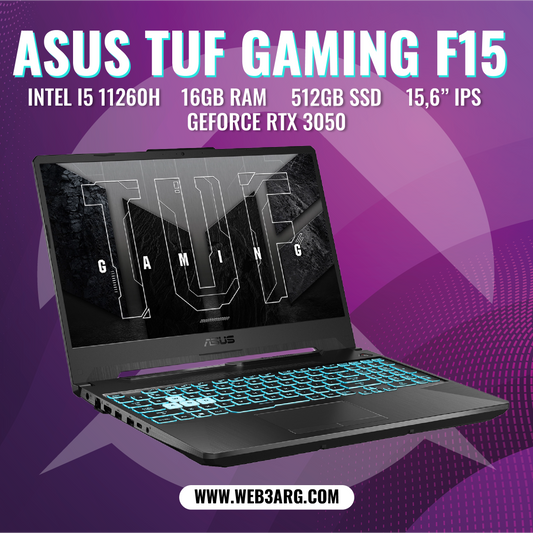 ASUS TUF F15 GAMING INTEL CORE I5 11260H RTX 3050 RAM 16GB SSD 512GB - Premium Notebook de Asus - Solo $1798125! Compra ahora Web3Arg