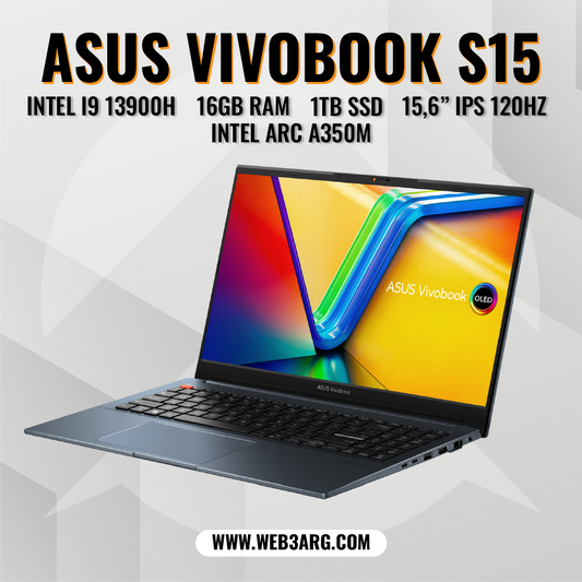 ASUS VIVOBOOK S 15 K5504VN DS96 CORE I9 13900H 1TB SSD 16GB 15.6" (1920x1080) - Premium Notebook de Asus - Solo $1998750! Compra ahora Web3Arg