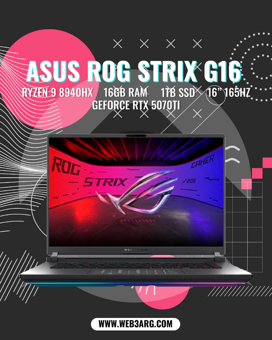 ASUS ROG STRIX G16 GAMING AMD RYZEN 9 8940HX 1TB SSD 16GB 16" (1920x1200) NVIDIA RTX 5070TI