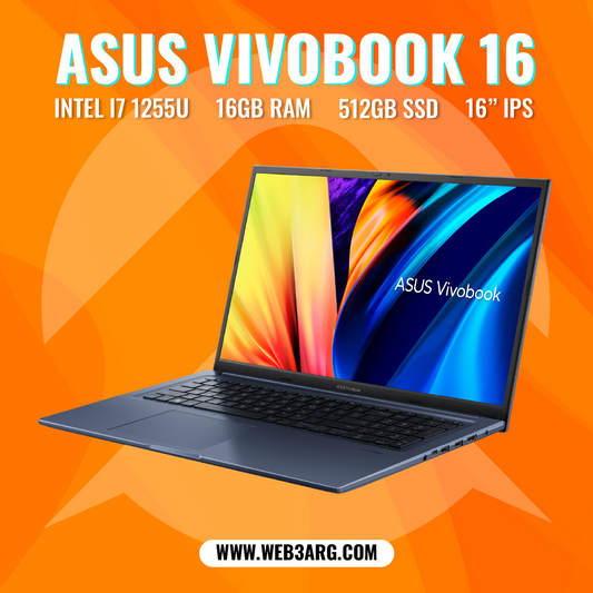 ASUS VIVOBOOK 16 F1605ZA-WS74 CORE I7-1255U 512GB SSD 16GB RAM - Premium Notebook de Asus - Solo $1111000! Compra ahora Web3Arg