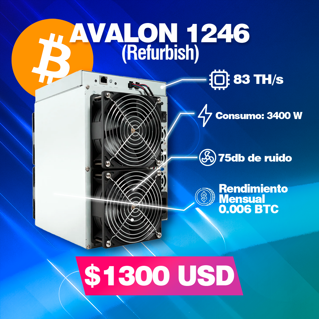 CANAAN AVALON 1246 83 TH/S 3400 WATTS (REFURBISH) - Premium Mineria de Canaan - Solo $1760850! Compra ahora Web3Arg