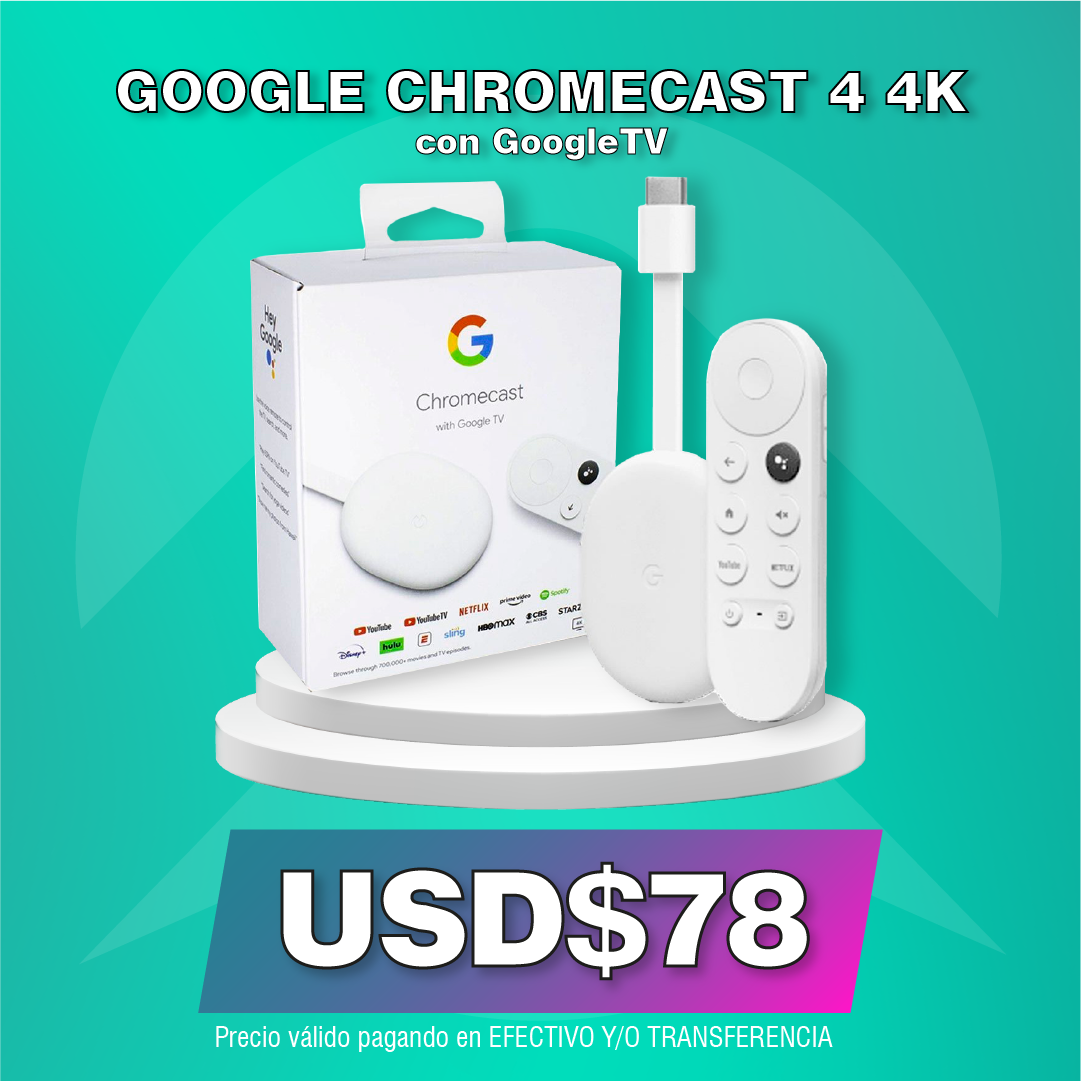 GOOGLE CHROMECAST 4 4K CON GOOGLE TV - Premium STREAMING STICK de Google - Solo $105750! Compra ahora Web3Arg