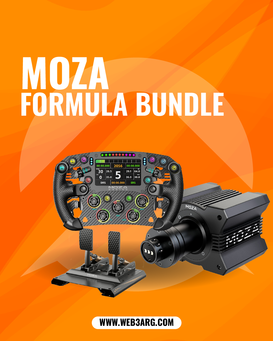 BUNDLE SIMULADOR MOZA R9 V2 DD + VOLANTE FSR2 + PEDALES CRP2 NEGRO