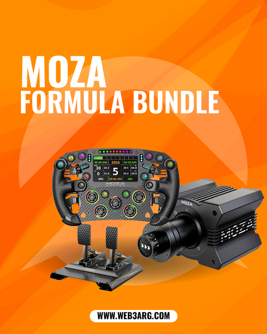 BUNDLE SIMULADOR MOZA R9 V2 DD + VOLANTE FSR2 + PEDALES CRP2 NEGRO
