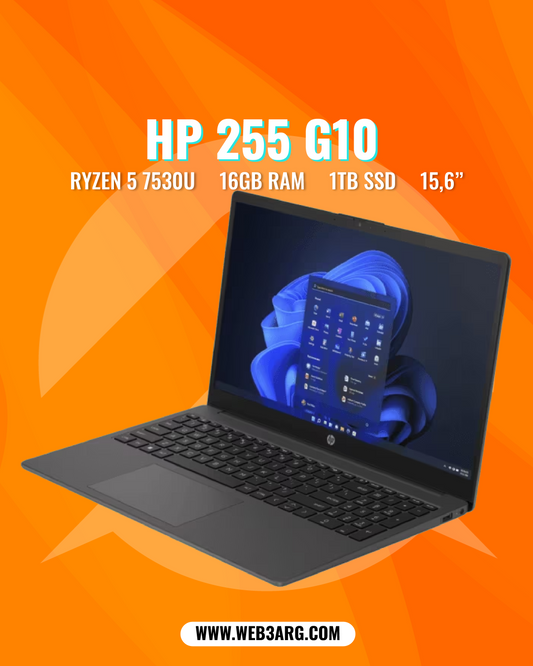HP 255 G10 AMD RYZEN 5 7530U 1TB SSD 16GB 15.6" (1920x1080) WIN 11 PRO