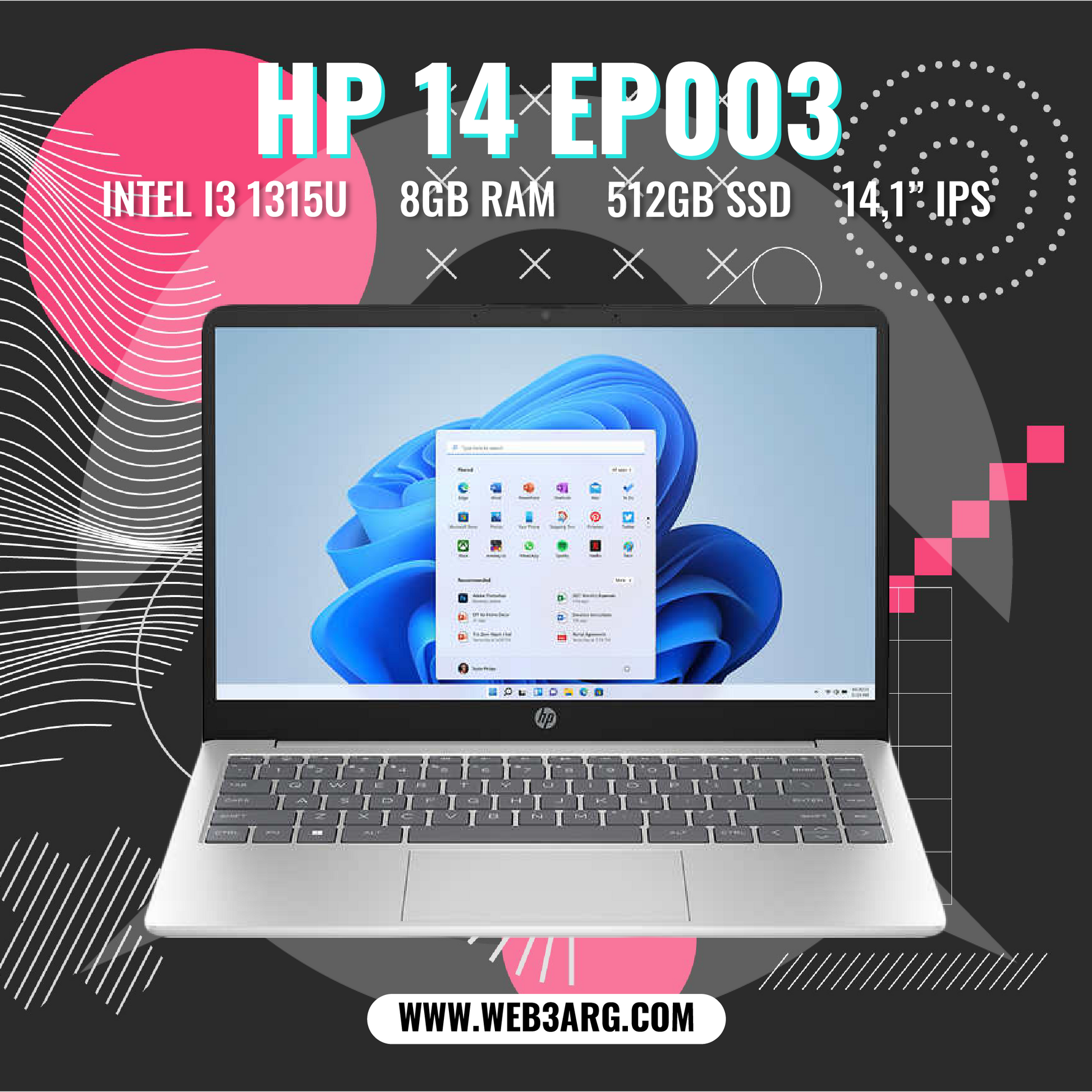 HP 14-EP0033 INTEL CORE I3 1315U SSD 512GB RAM 8GB 14" Panel IPS - Premium Notebook de HP - Solo $737000! Compra ahora Web3Arg