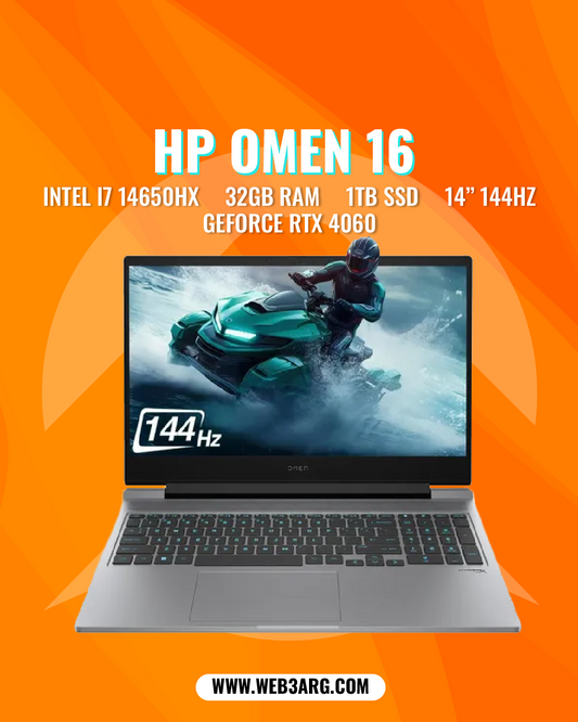 HP OMEN 16-AE0073 GAMING Core™ i7-14650HX 1TB SSD RTX 4060 32GB 16.1" FHD 144HZ WIN11 - Premium Notebook de HP - Solo $2650000! Compra ahora Web3Arg