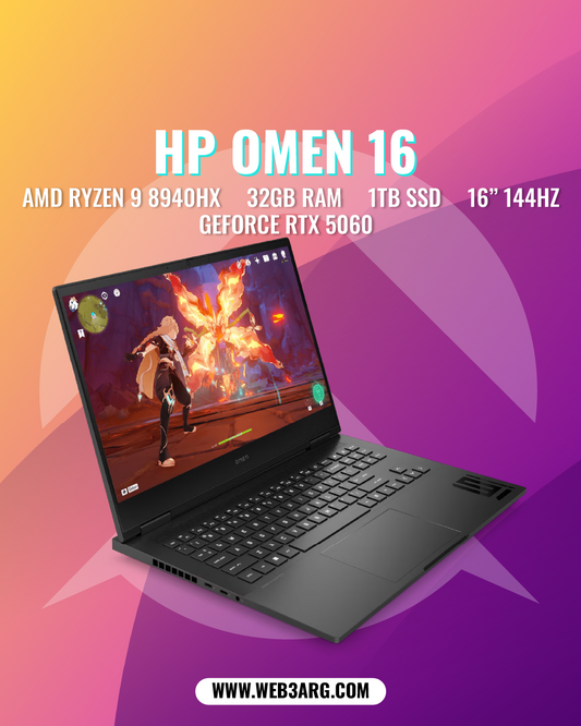 HP OMEN 16-AP0053 GAMING AMD RYZEN 9 8940HX 1TB SSD 32GB 16" (1920x1200) 144HZ WIN11 NVIDIA RTX 5060