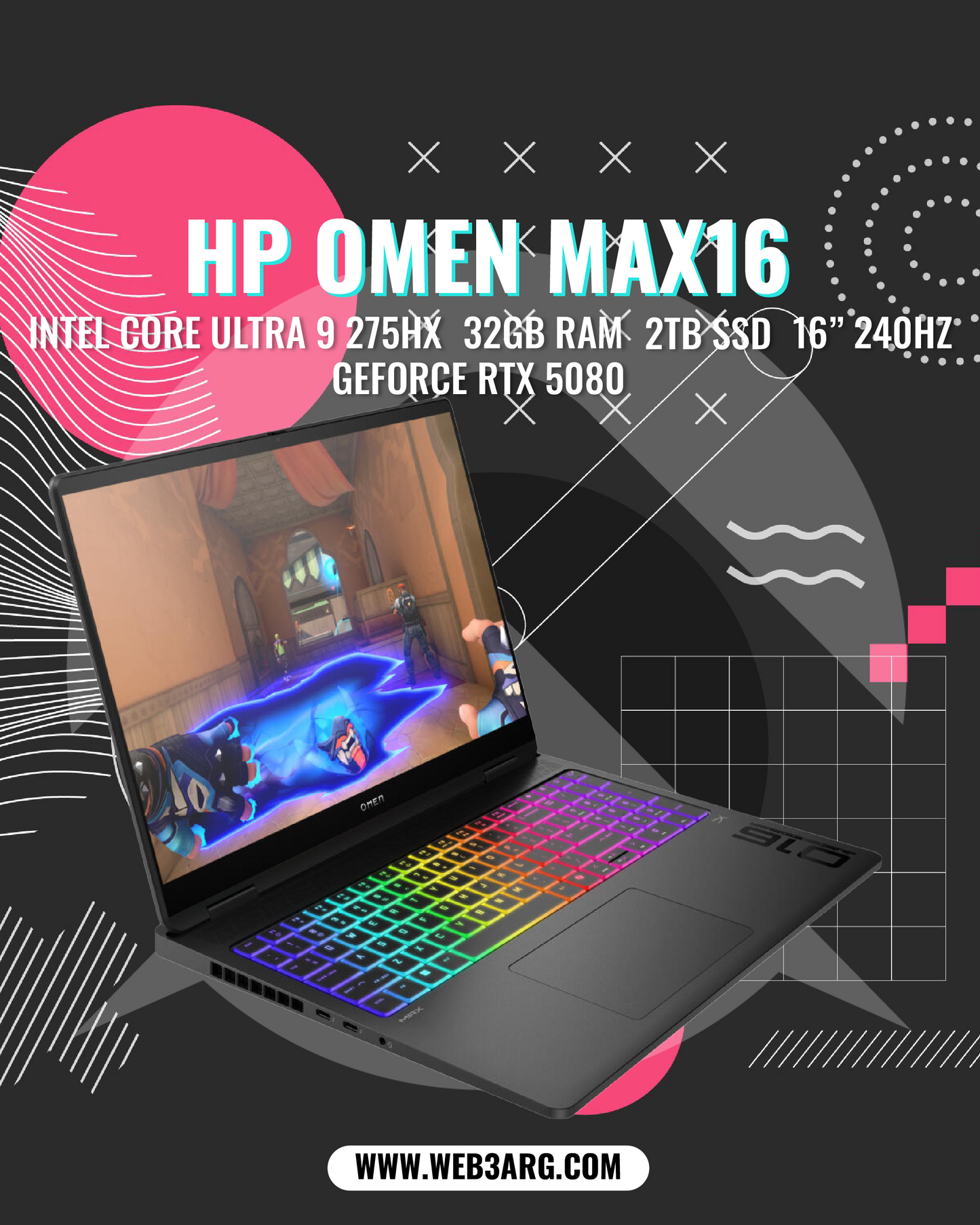 HP OMEN MAX 16-AH0043 GAMING CORE ULTRA 9 275HX 2TB SSD 32GB 16" (2560x1600) 240HZ RTX 5080