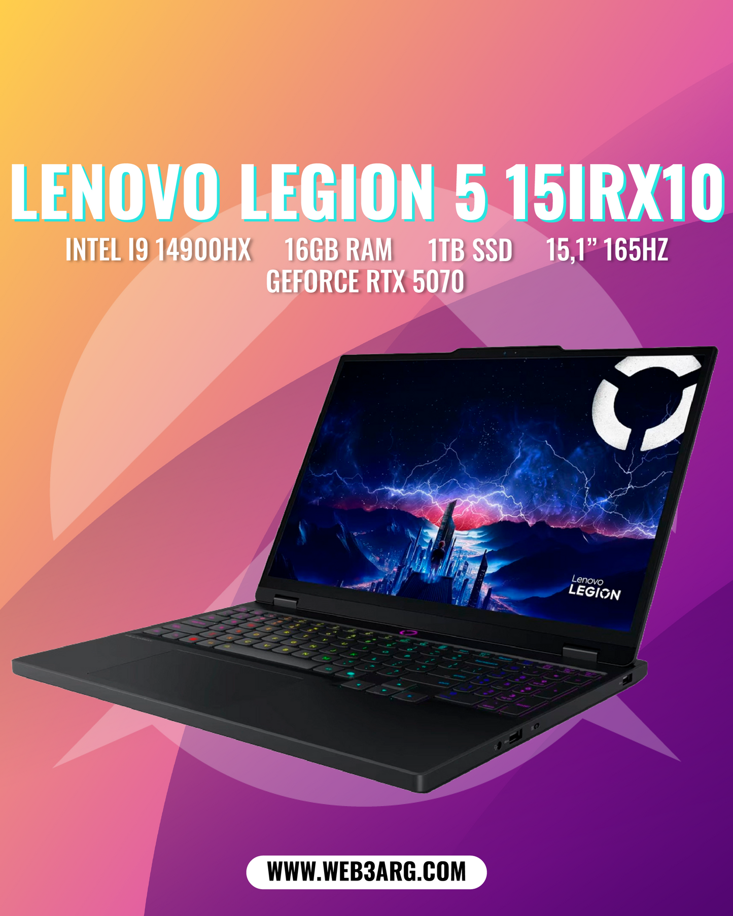 LENOVO LEGION 5 15IRX10 GAMING CORE I9-14900HX 1TB SSD 16GB 15.1" (2560x1600) NVIDIA RTX5070