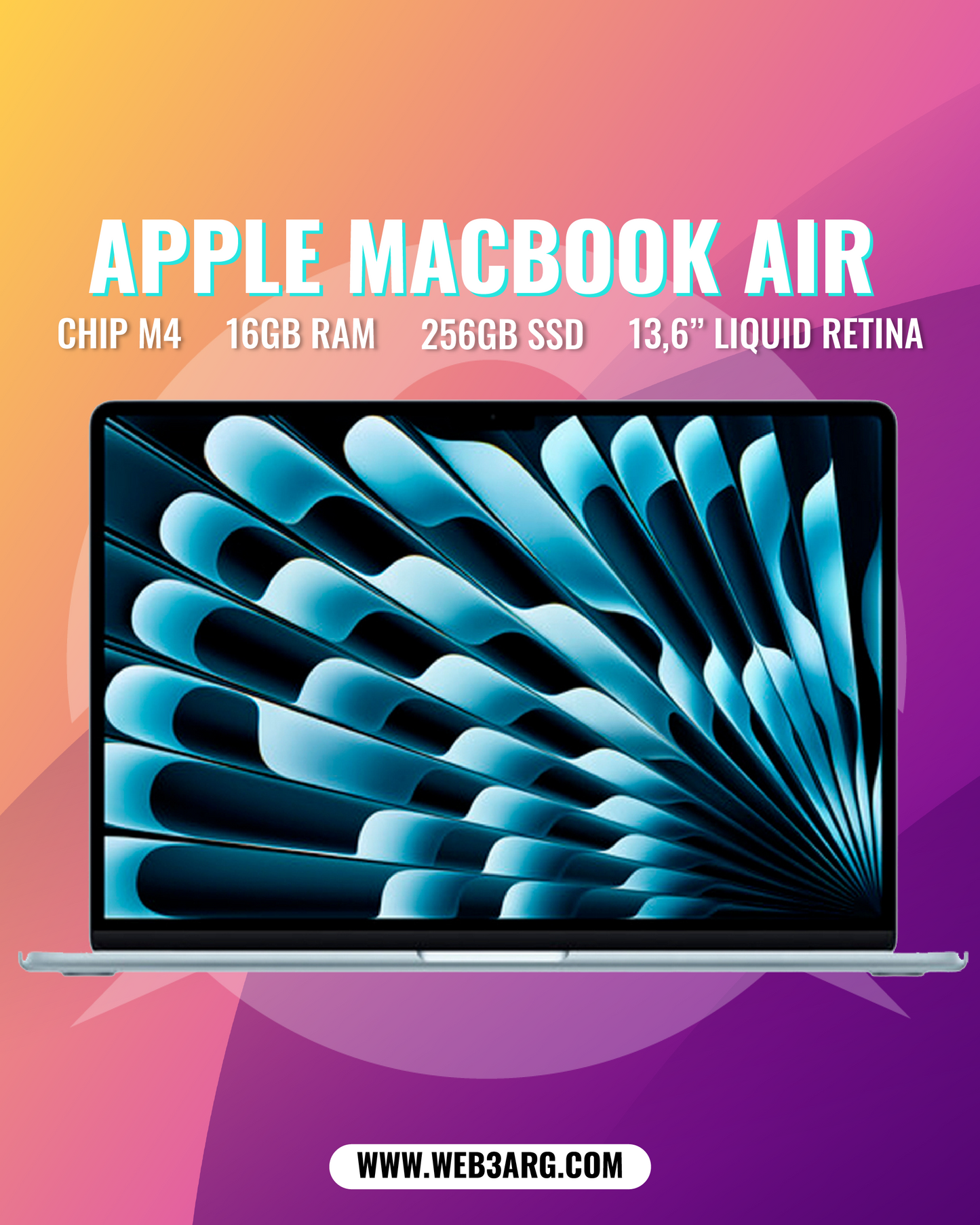 APPLE MACBOOK AIR 2025 M4 10-CORE CPU WITH 8-CORE GPU 256GB SSD 16GB 13.6" (2560x1664) LIQUID RETINA