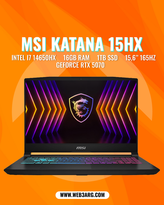 MSI KATANA 15 HX B14WGK GAMING CORE I7-14650HX 1TB SSD 16GB 15.6" (2560x1440) NVIDIA RTX 5070