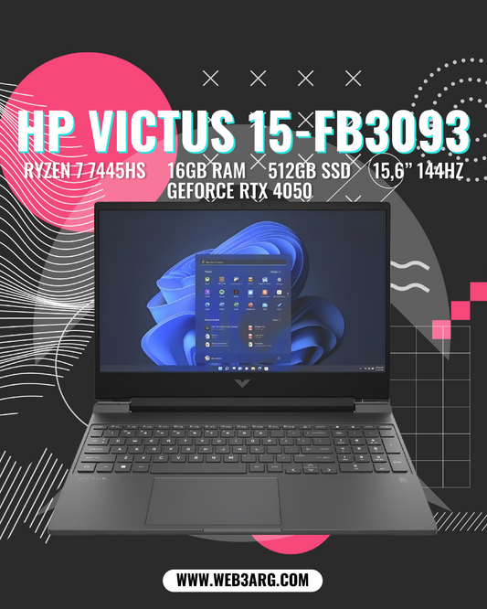 HP VICTUS 15-FB3093 GAMING AMD RYZEN 7 7445HS 512GB SSD 16GB 15.6" (1920x1080) 144HZ NVIDIA RTX 4050